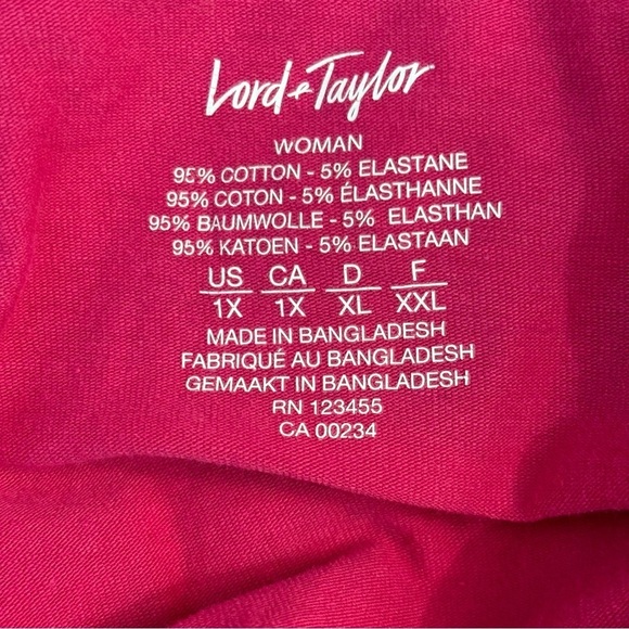🛍️3/$30 Lord & Taylor women’s fuchsia v-neck short-sleeved t-shirt size 1X - Picture 4 of 7